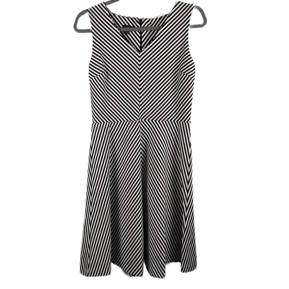 TALBOTS A-LINE DRESS | White / Black Stripe | Small - Picture 1 of 4